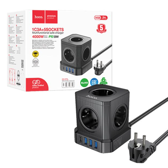 HOCO NS8 1C3A 5 Power Sockets HOCO NS8 1C3A 5 Power Sockets